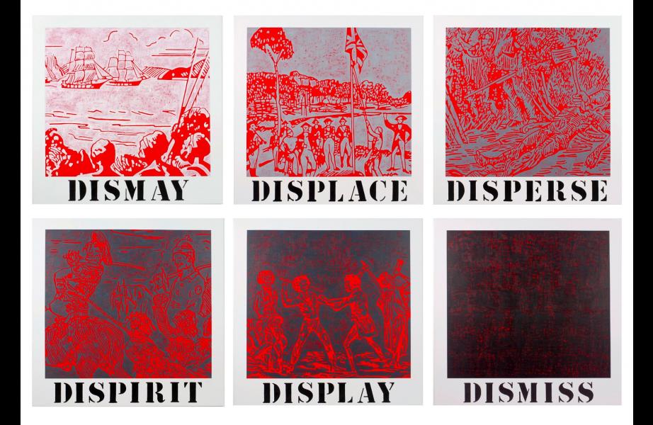Gordon Bennett-contemporary art-Dismay, Displace, Disperse, Dispirit, Display, Dismiss