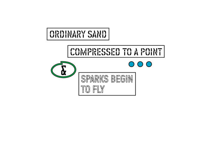 Lawrence Weiner-contemporary art-Ordinary Sand Compressed to a Point and Sparks Begin to Fly